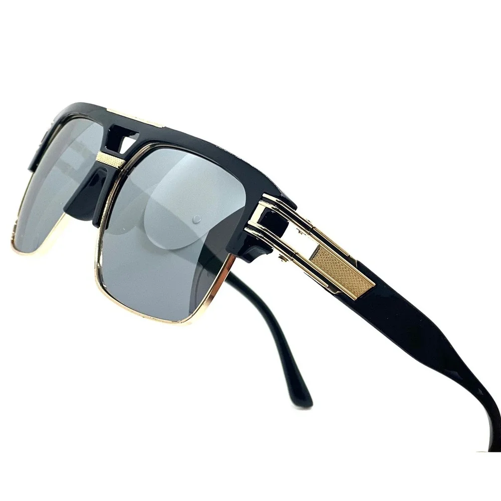 Aviator Sunglasses Mens Square Frame Gold Accents Fashion‎ Shades Driving Lentes